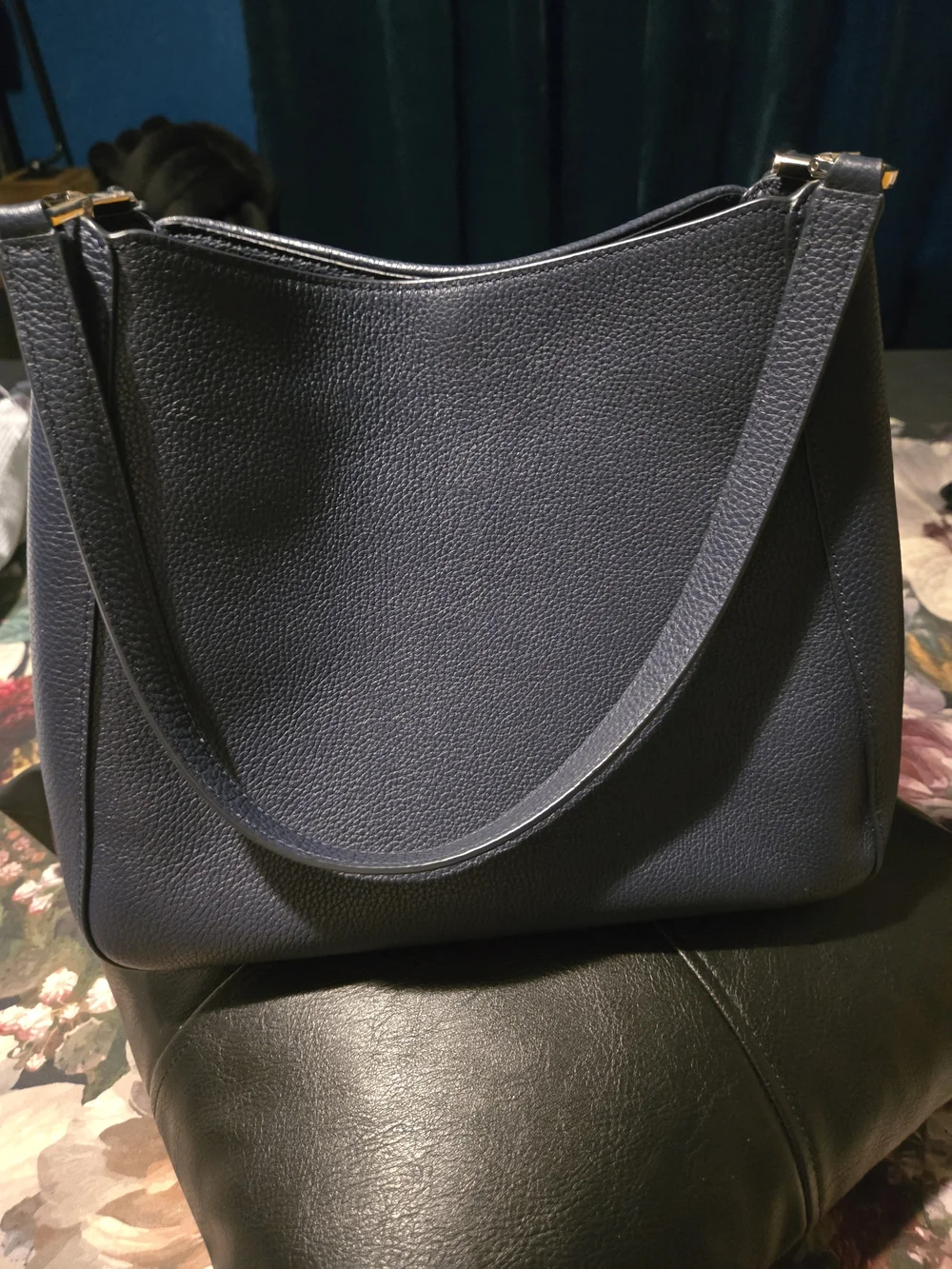 kate spade Diamond Patchwork Satchel in Black and Light Blue